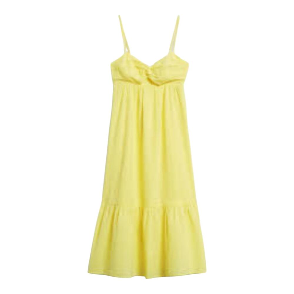 Banana Republic Yellow‎ Breezy Linen Tiered Ruffle Hem Twist Front Midi Dress 6